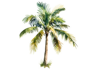 A single palm tree stands tall against a black background, its leaves reaching towards the sky.