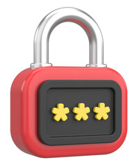 3D security icon. Secure password. 3D illustration.