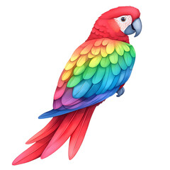 Obraz premium A vibrant scarlet macaw with iridescent feathers, showcasing a spectrum of colors. A tropical bird with a captivating presence.