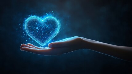 Fototapeta premium Glowing Heart in Hand: A Symbol of Love and Hope