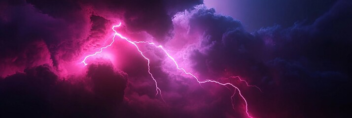 A dramatic scene showcasing vibrant lightning amidst dark, swirling clouds.