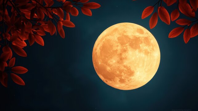 Harvest Moon A glowing harvest moon in the sky