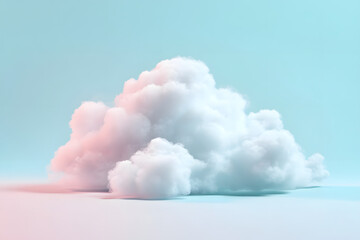 White fluffy cloud isolated on light blue background