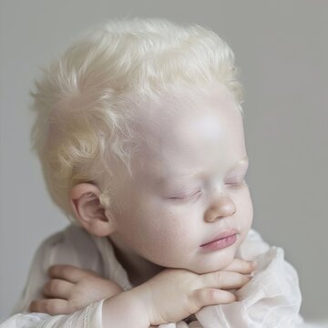 Cute baby toddler Pale skin albino albinism concept