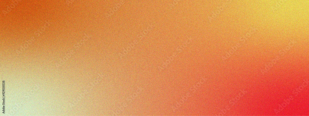 Poster Abstract Red orange grainy gradient noise texture with glowing rough grain, noise, and bright spots. Blurry Gradient with Grain Texture. Smooth gradient of colors with blending blue to orange