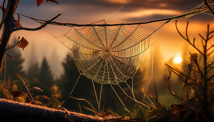 halloween graphic featuring detailed cobweb setting spooky yet playful tone season