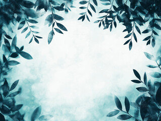 A green leafy background with a white background