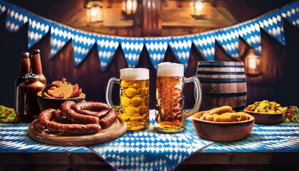 oktoberfest wallpaper with beer and food