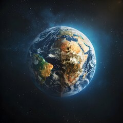 Naklejka premium Evolving Earth A Visually Captivating Time Lapse Transformation of Our Planet from Ancient to Modern Era