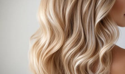 Naklejka premium Stunning Young Woman with Glossy, Wavy Long Hair: Hair Salon Banner