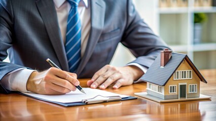 Close-up of the home buyer's hand during the transaction