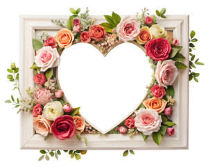PNG Shape Frame Roses Heart - High-Resolution Floral Design on Transparent Background