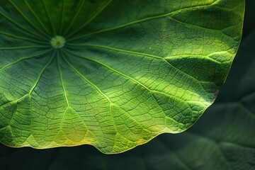 Close-up of vibrant green leaf with detailed veins