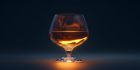 Whiskey with ice in glass