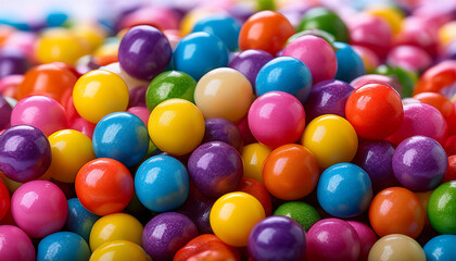 view colorful candy balls piled together one candy item split half capturing sweetness vibrant appeal delightful treat
