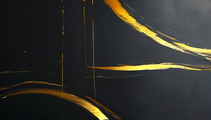 Abstract Elegant, shimmering gold lines crisscrossing on a matte black background, creating a sophisticated and luxurious contrast.