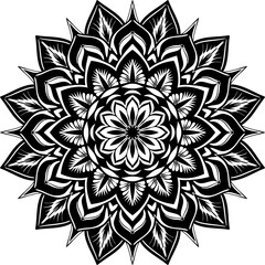 Black and White Floral Mandala Background Design