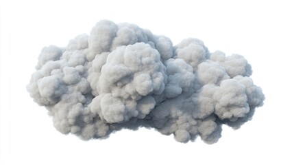A dynamic display of black smoke and fiery explosion captured in vivid hyper-realistic detail against a stark white background