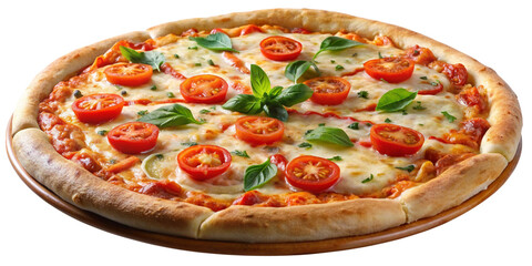 Cheesy Italian pizza isolated on transparent background