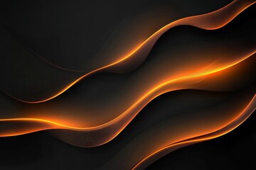 Abstract shiny color gold wave light effect illustration. Magic golden luminous glow design element on dark background, orange and yellow luminosity, 