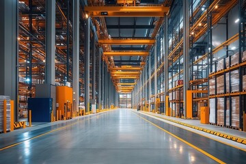 Fototapeta premium A logistics hub with automated systems coordinating the movement of goods, showcasing worldwide logistics efficiency