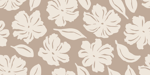 Exotic hand drawn flowers, seamless patterns with floral for fabric, textiles, clothing, wrapping paper, cover, banner, home decor, abstract backgrounds. Vector illustration.