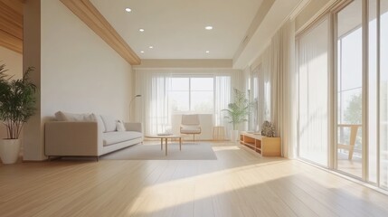 Minimalist Living Room with Large Windows and Natural Light