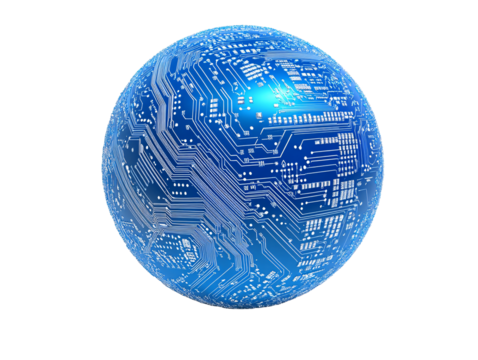 a blue sphere with white lines on it