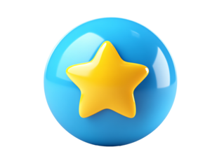 a blue ball with a yellow star on it