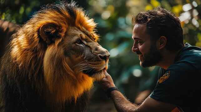 A zookeeper or vet administering a vaccination to a zoo animal, such as a lion or giraffe, with a focus on maintaining animal health and well-being.