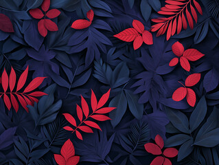 A colorful drawing of leaves with a variety of colors and sizes