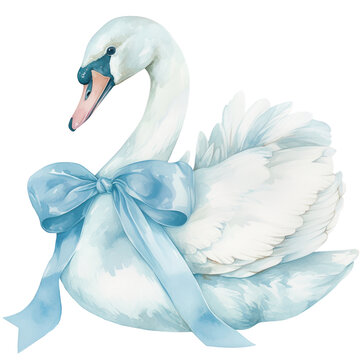 recommend clip art: PNG  Elegant swan with blue ribbon