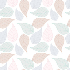 Seamless print pattern wallpaper background with leaves vector illustration botanic nature texture for paper, textile etc