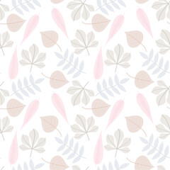 Seamless print pattern wallpaper background with leaves vector illustration botanic nature texture for paper, textile etc
