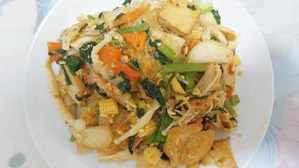 Thai food recipe menu Asian food suki vegetable dry
