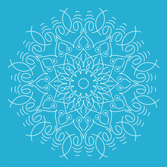 Turquoise Blue Color Floral Mandala Background Design