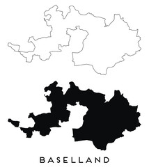 Fototapeta premium Baselland map outline and black silhouette vector