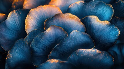 Obraz premium intricate close-up of abstract flower petals, layered with gold accents and deep, saturated colors for a lavish effect.