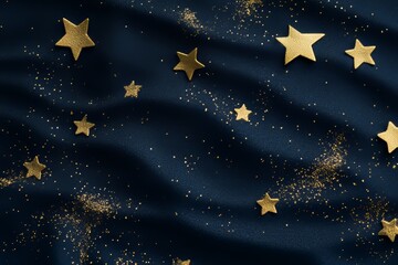 Fototapeta premium Golden star with golden on dark blue background with lighting effect and sparkle. Luxury template celebration award design. 