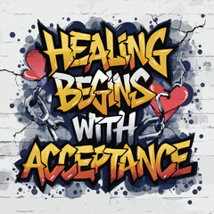 Mental Health-Healing begins with acceptance- concept vector design