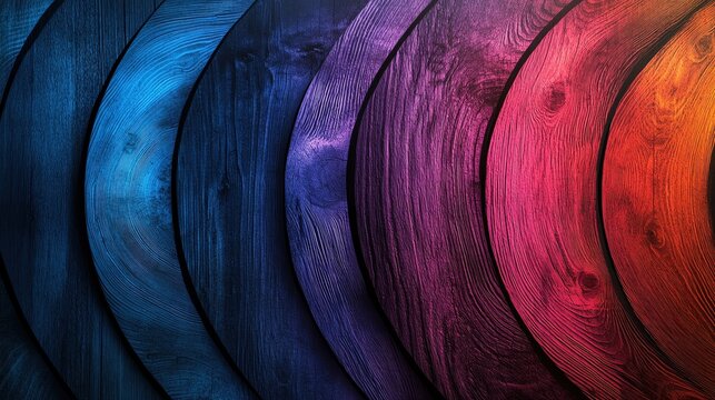 Colorful wooden arcs blend harmoniously, creating a vibrant and artistic background that adds sophistication to any project.