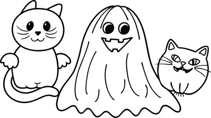 Ghosts with Cat Vector, Cute Halloween Ghosts Vector, Cat Lover Ghost Vector, Halloween Cat Mom Vector, Spooky Season Cats Vector, Cat Person Vector, Spooky Vibe