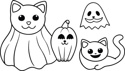 Ghosts with Cat Vector, Cute Halloween Ghosts Vector, Cat Lover Ghost Vector, Halloween Cat Mom Vector, Spooky Season Cats Vector, Cat Person Vector, Spooky Vibe