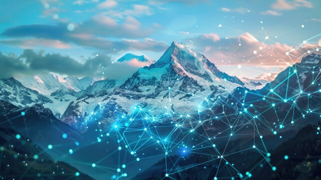 Snowy Mountains with a Digital Network