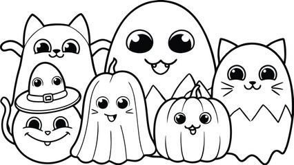 Ghosts with Cat Vector, Cute Halloween Ghosts Vector, Cat Lover Ghost Vector, Halloween Cat Mom Vector, Spooky Season Cats Vector, Cat Person Vector, Spooky Vibe