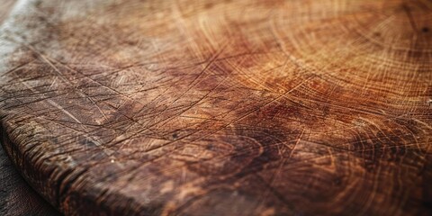 Naklejka premium Scratched brown wooden cutting board