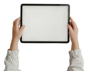 PNG Hands holding blank tablet screen