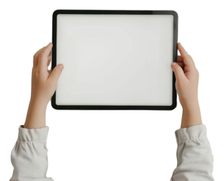 PNG  Hands holding blank tablet screen