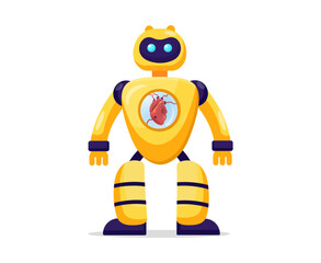 Robot with heart illustration. Robot technology professional, vector illustration template design