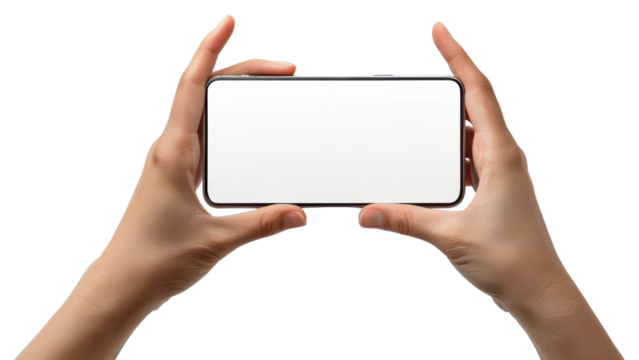 PNG  Hands holding blank smartphone screen - Powered by Adobe